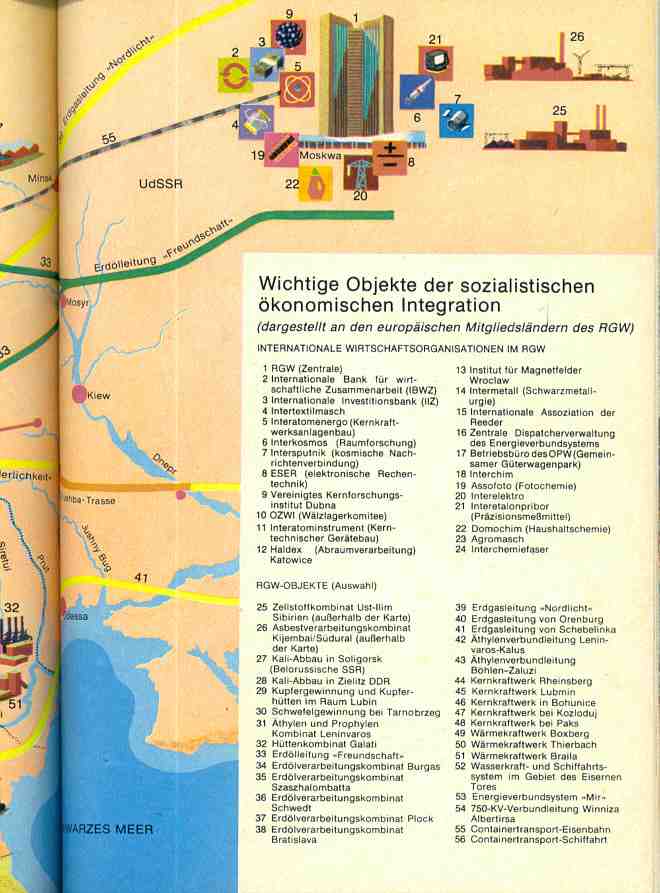 Wichtige Objekte der sozialistischen ökonomischen Integration